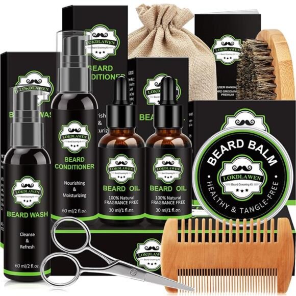 Beard Kit for Men with Beard Wash, Beard Conditioner, Beard Oil, Beard Balm